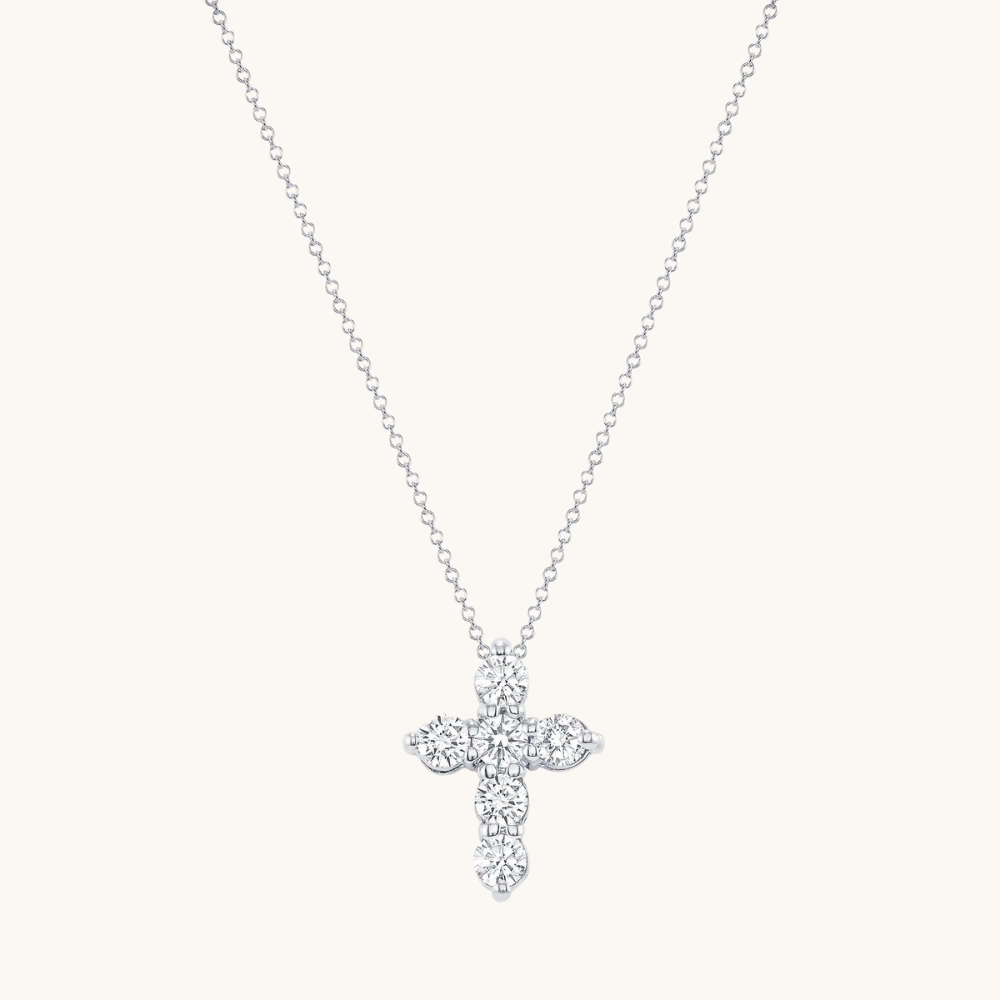 6 Stone Diamond Cross Necklace