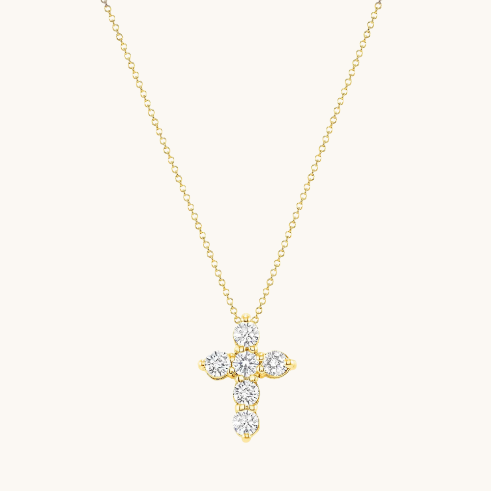 6 Stone Diamond Cross Necklace - Happy Jewelers Fine Jewelry Lifetime Warranty