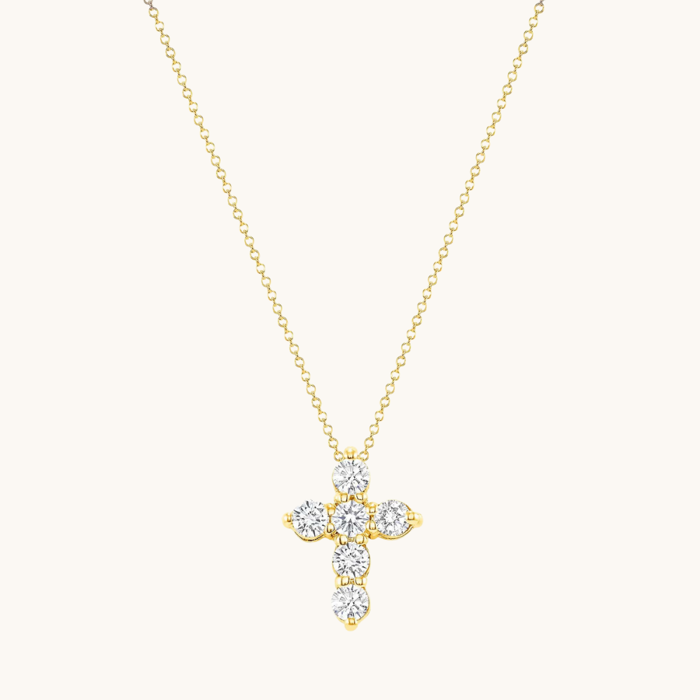 6 Stone Diamond Cross Necklace