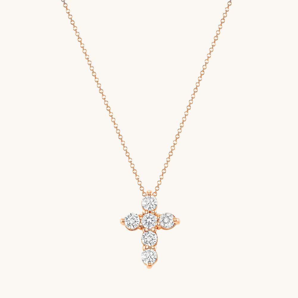 6 Stone Diamond Cross Necklace