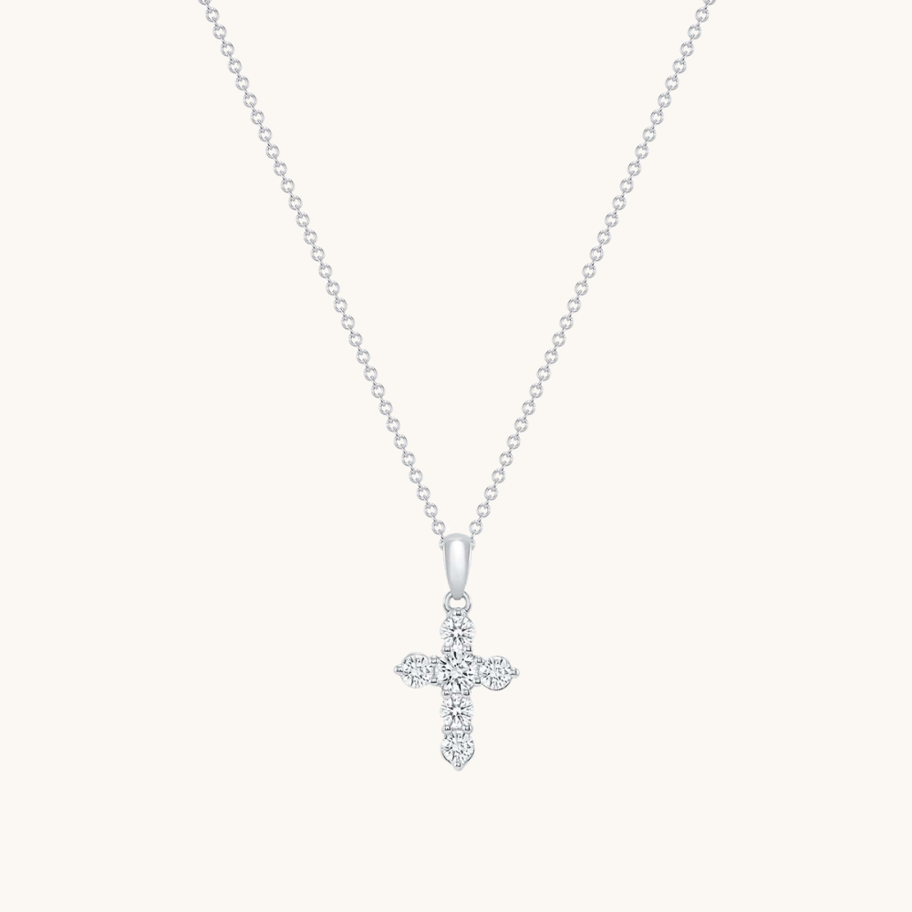 6 Stone Diamond Cross Necklace