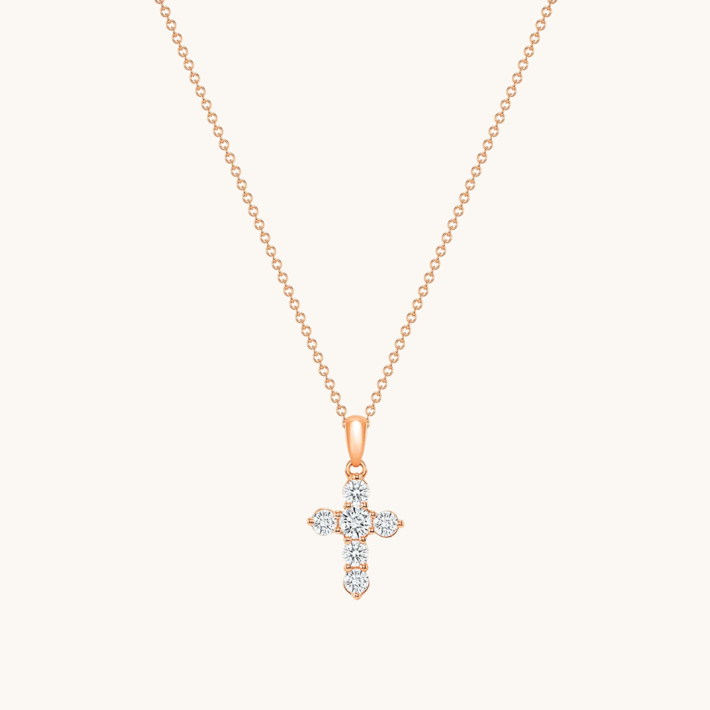 6 Stone Diamond Cross Necklace