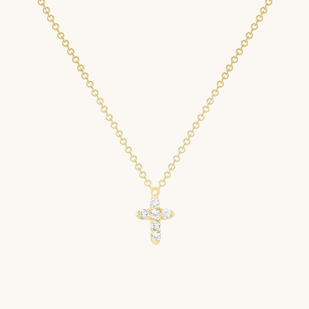 6 Stone Diamond Cross Necklace