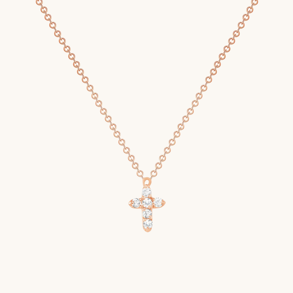 6 Stone Diamond Cross Necklace