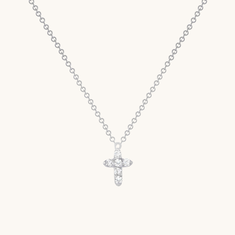 6 Stone Diamond Cross Necklace