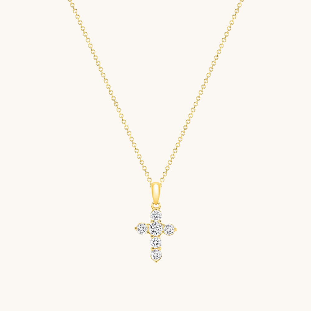 6 Stone Diamond Cross Necklace