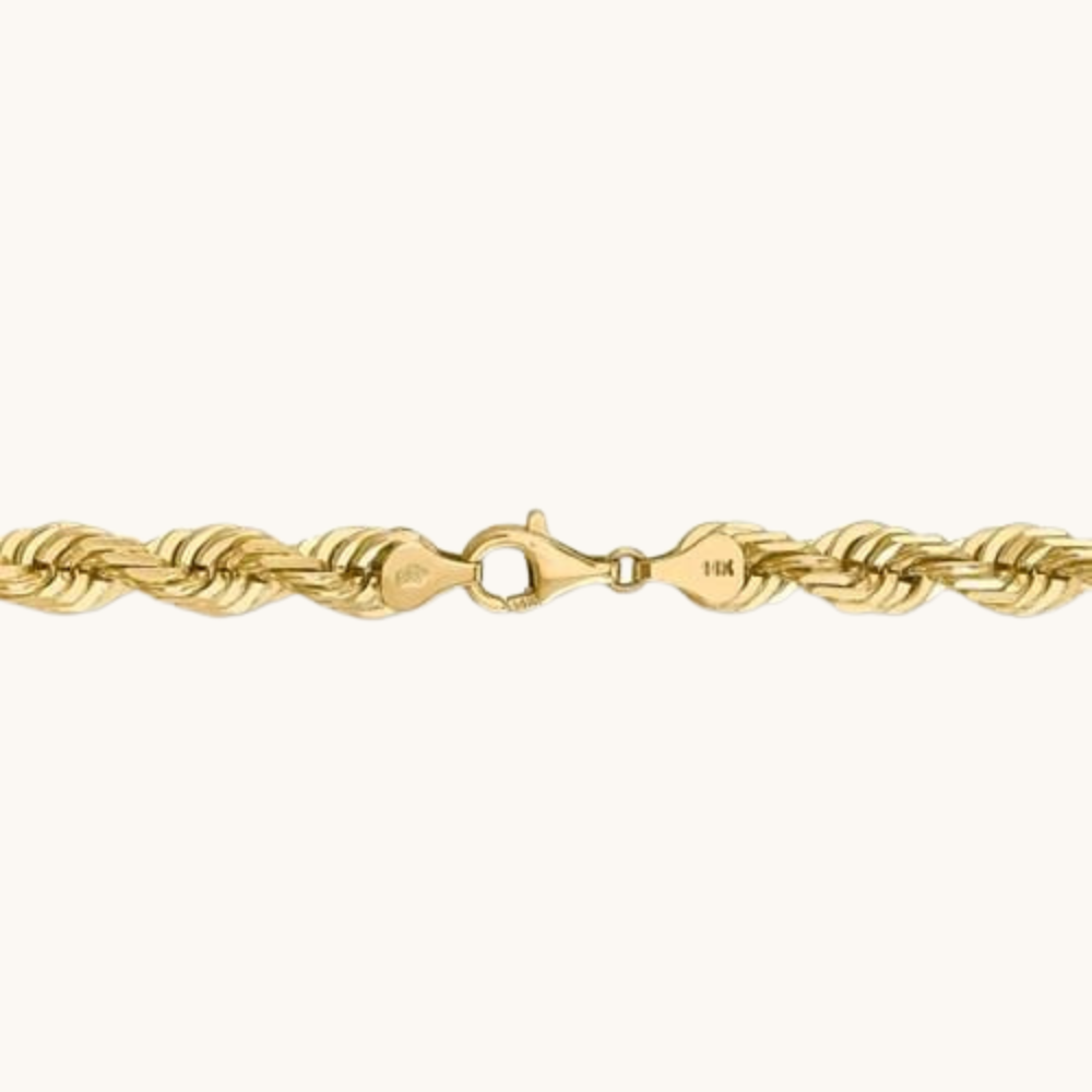 7.00mm Gold Rope Chain Necklace