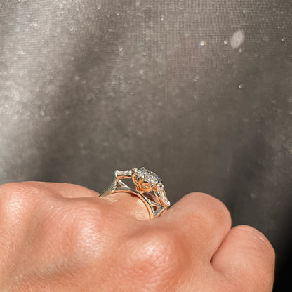 2.59 Marquise Lab Diamond 3 Stone Engagement Ring