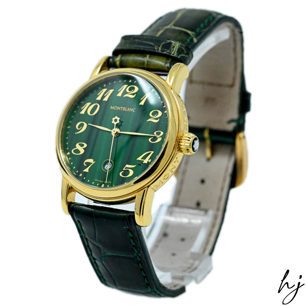 Montblanc Ladies Meisterstuck Gold-Plated Stainless Steel 32mm Green Arabic Dial Watch Reference #: 7005 - Happy Jewelers Fine Jewelry Lifetime Warranty