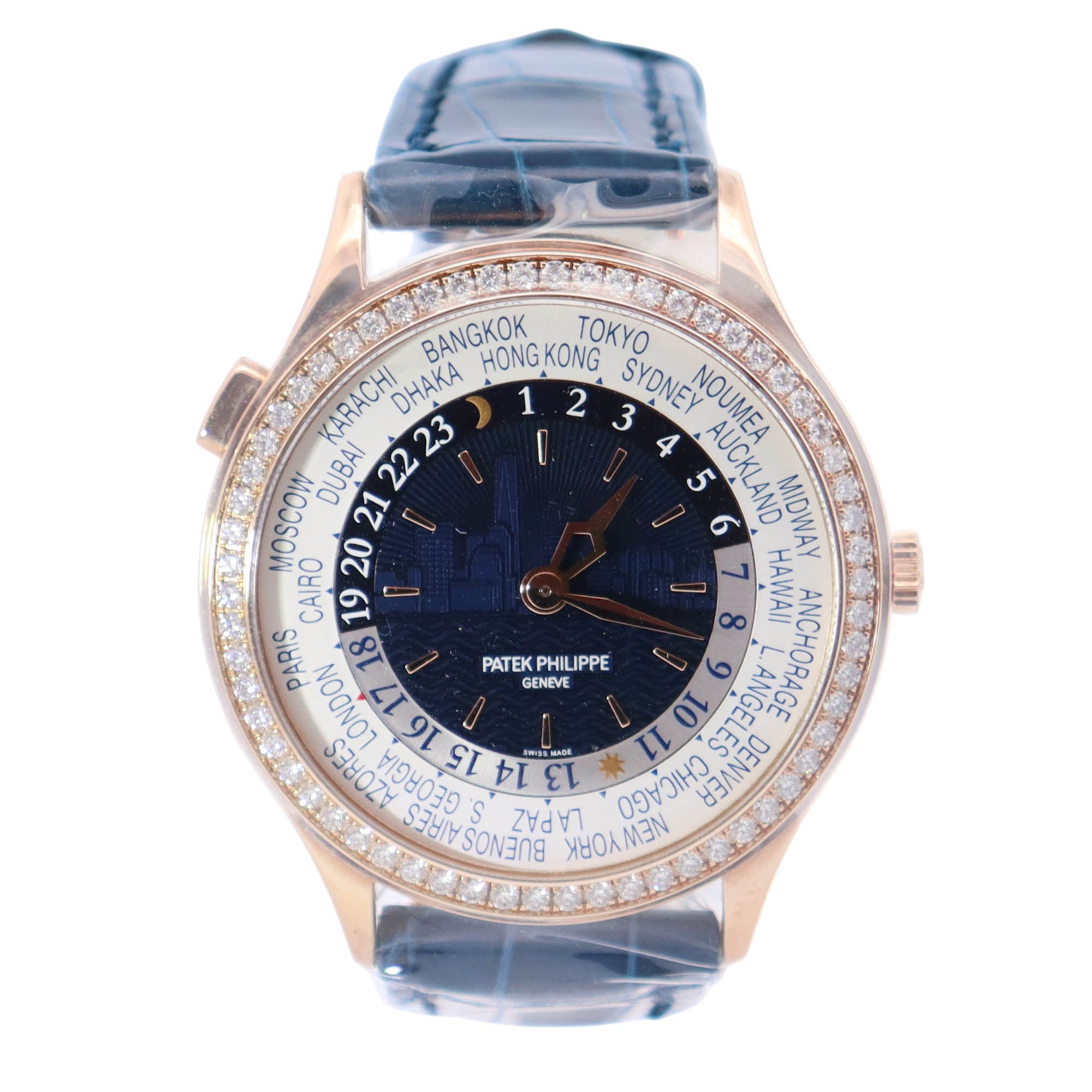 Patek Philippe World Time 36mm Blue Dial Watch Ref# 7130R-012 - Happy Jewelers Fine Jewelry Lifetime Warranty