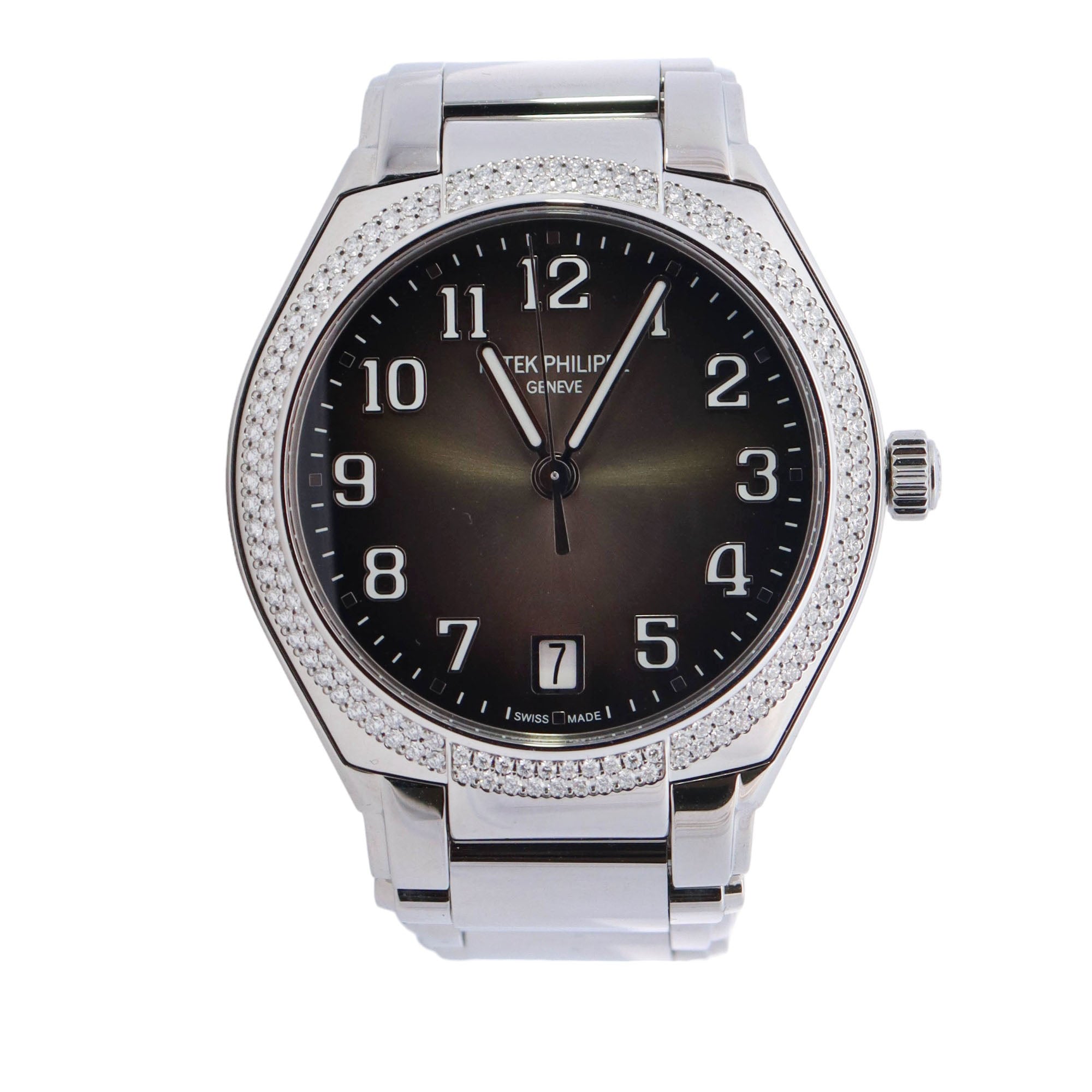 Patek Philippe Twenty-4 Stainless Steel 36mm Gray Sunburst Roman Dial Watch Reference# 7300/1200A-010 - Happy Jewelers Fine Jewelry Lifetime Warranty