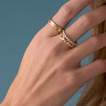 Thin Brushed Diamond Band