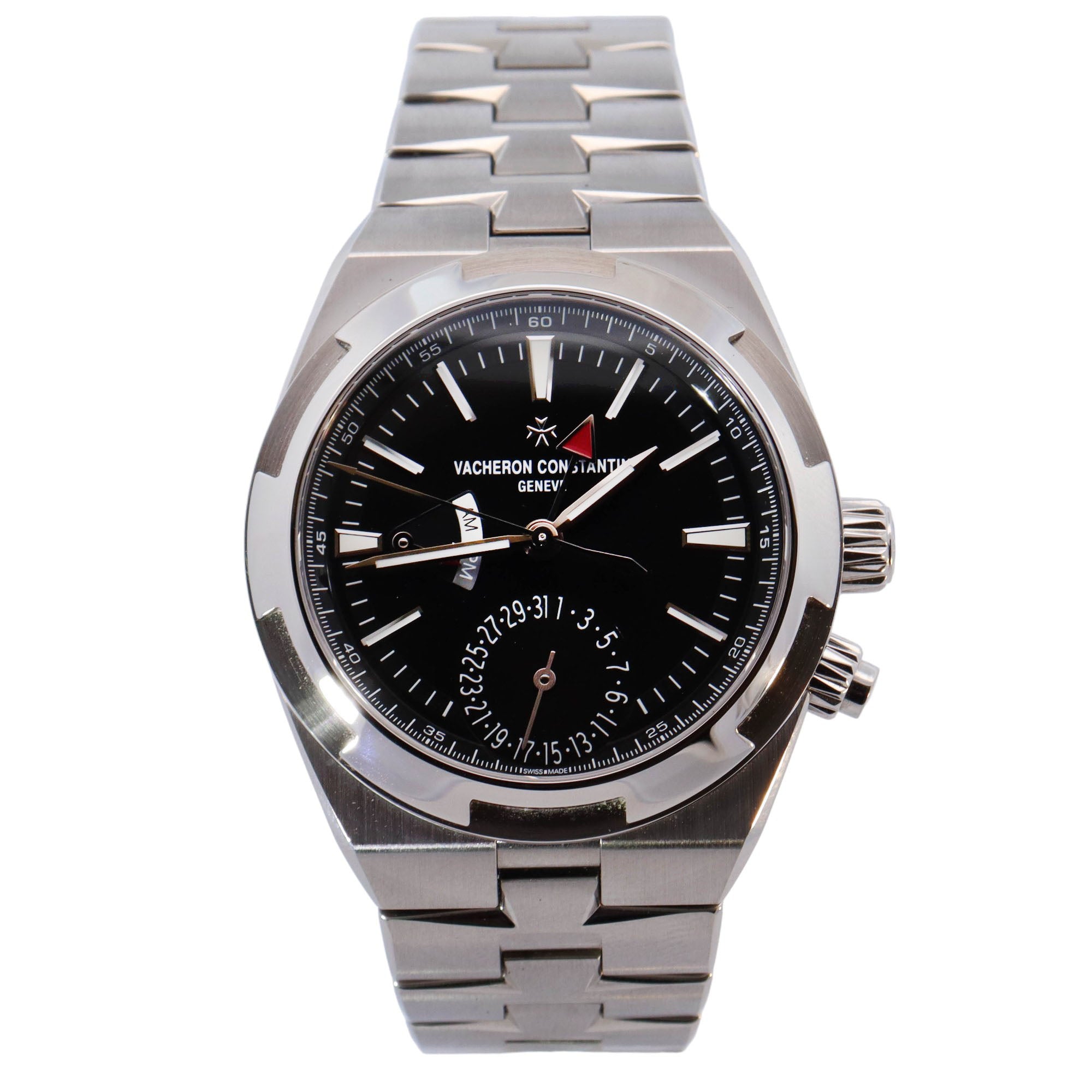 Vacheron Constantin Overseas Dual Time Stainless Steel 41mm Black Stick Dial Watch Reference# 7900V/110A-B546 - Happy Jewelers Fine Jewelry Lifetime Warranty