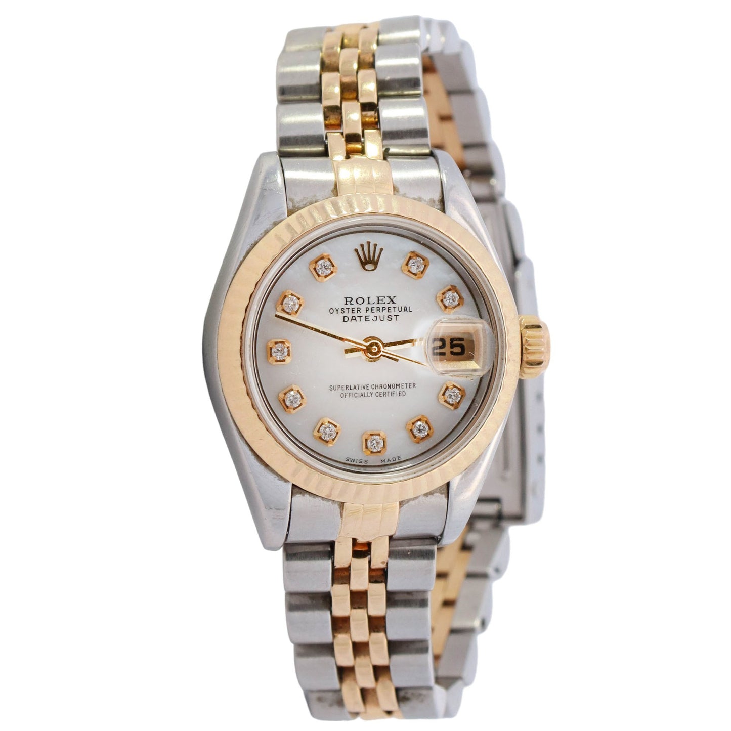 Rolex Datejust Yellow Gold & Stainless Steel 26mm MOP diamond Dial Watch Reference #: 79173 - Happy Jewelers Fine Jewelry Lifetime Warranty