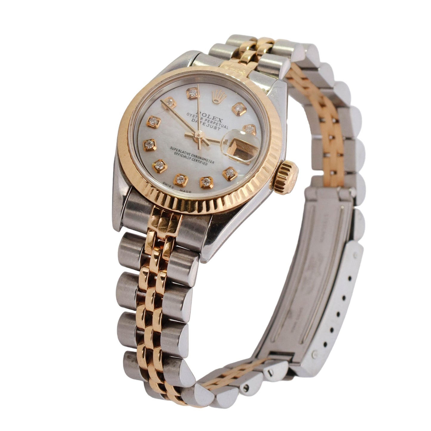Rolex Datejust Yellow Gold & Stainless Steel 26mm MOP diamond Dial Watch Reference #: 79173 - Happy Jewelers Fine Jewelry Lifetime Warranty