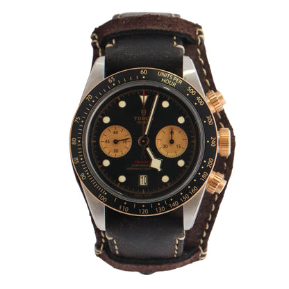 Tudor Black Bay Chrono Two Tone Stainless Steel & Yellow Gold 41mm Black Chronograph Dial Watch Reference# 79363N - Happy Jewelers Fine Jewelry Lifetime Warranty
