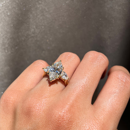 2.59 Marquise Lab Diamond 3 Stone Engagement Ring