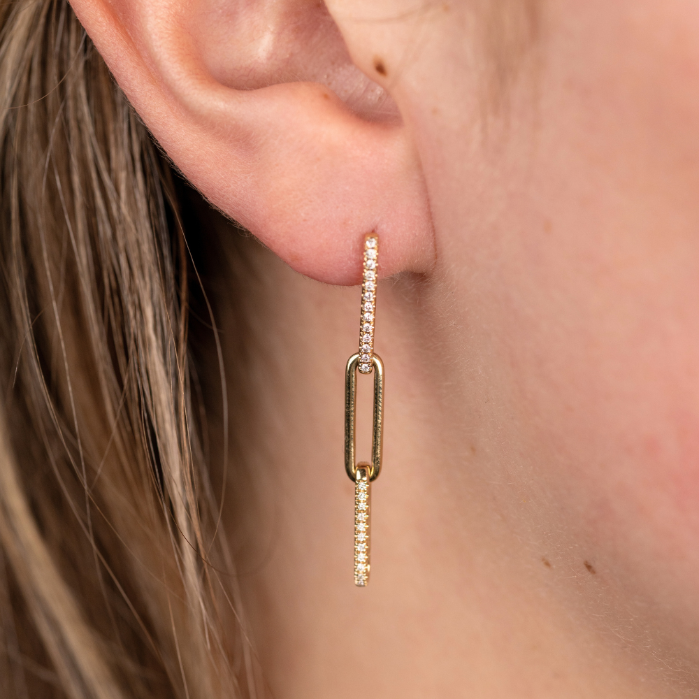 Diamond Link Earrings - Happy Jewelers Fine Jewelry Lifetime Warranty