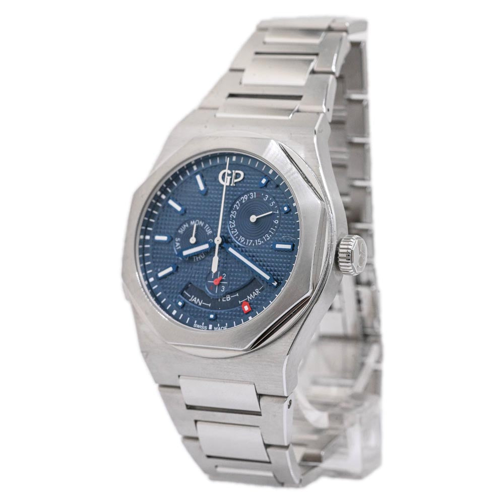 Girard-Perregaux Men's LAUREATO PERPETUAL CALENDAR Stainless Steel 42mm Blue Stick Dial Watch Reference #: 81035-11-431-11A - Happy Jewelers Fine Jewelry Lifetime Warranty