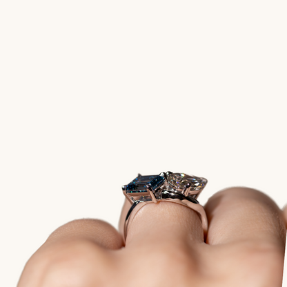 Emerald and Pear Toi et Moi Lab Diamond Engagement Ring - Happy Jewelers Fine Jewelry Lifetime Warranty