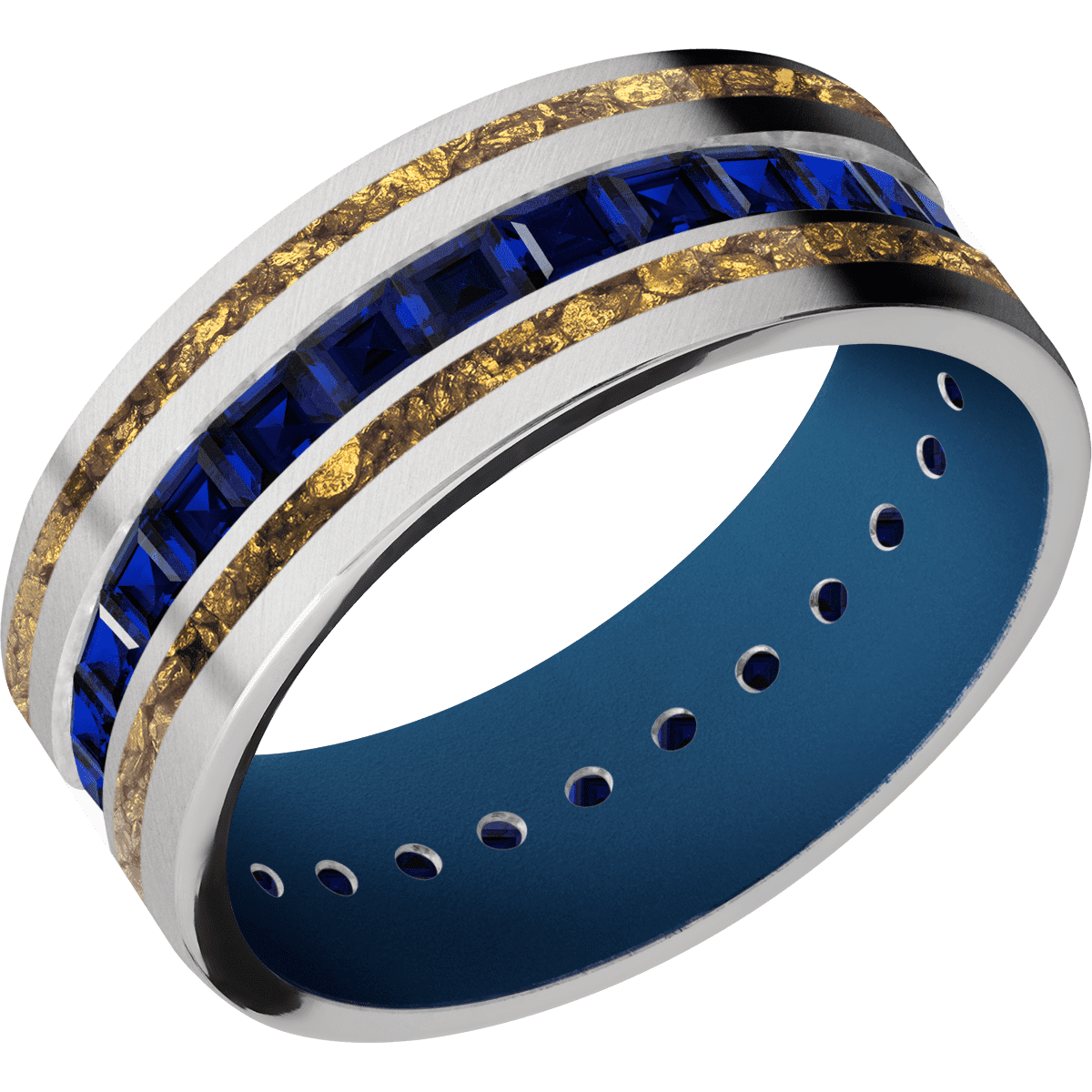 18K White Gold + Anglesatin Finish + Ridgeway Blue - Happy Jewelers Fine Jewelry Lifetime Warranty