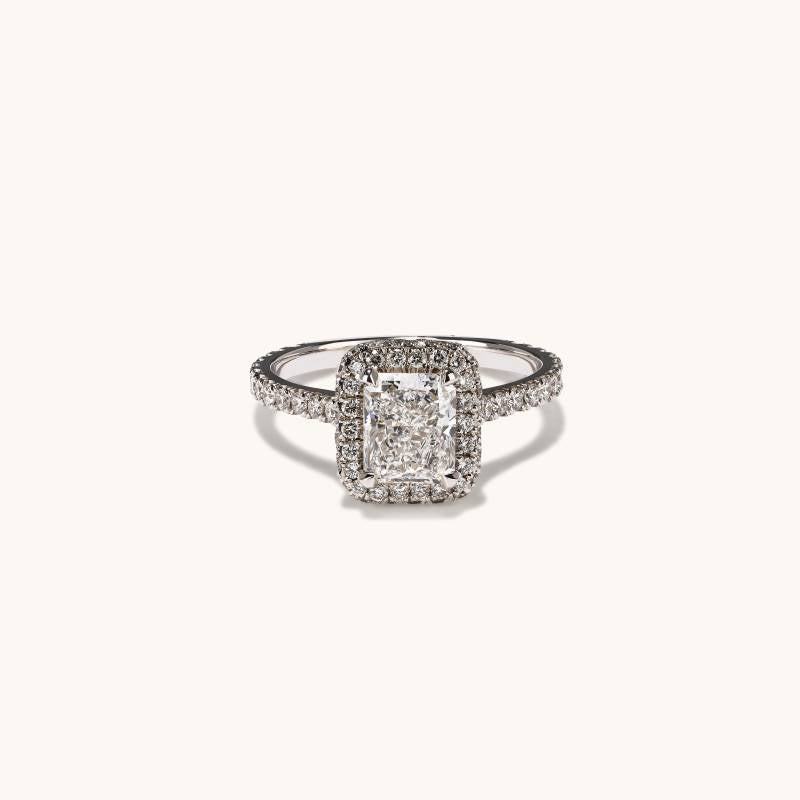 1.51 Radiant Natural Diamond Engagement Ring with 2D Halo