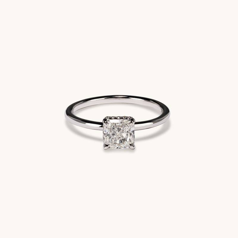 1.00 Radiant Natural Diamond Engagement Ring with Hidden Halo