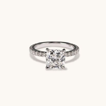 2.61 Carat Natural Cushion Diamond Engagement Ring with Diamond Band - Happy Jewelers Fine Jewelry Lifetime Warranty