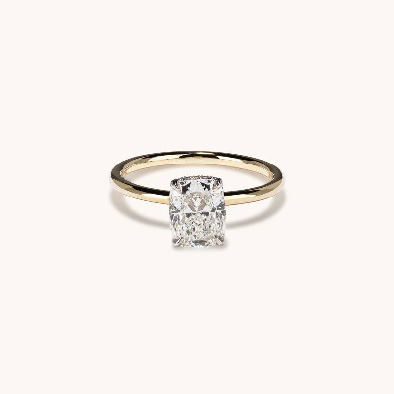 1.80 Cushion Natural Diamond Engagement Ring with Hidden Halo