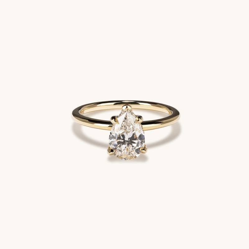 1.51 Natural Pear Diamond Engagement Ring with Hidden Halo