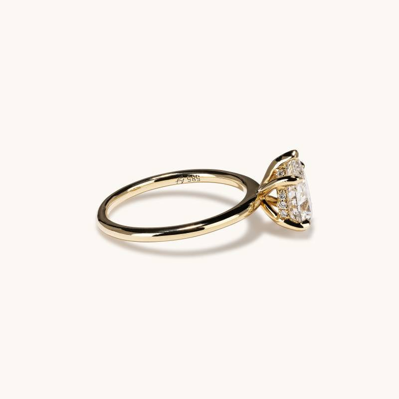 1.51 Natural Pear Diamond Engagement Ring with Hidden Halo