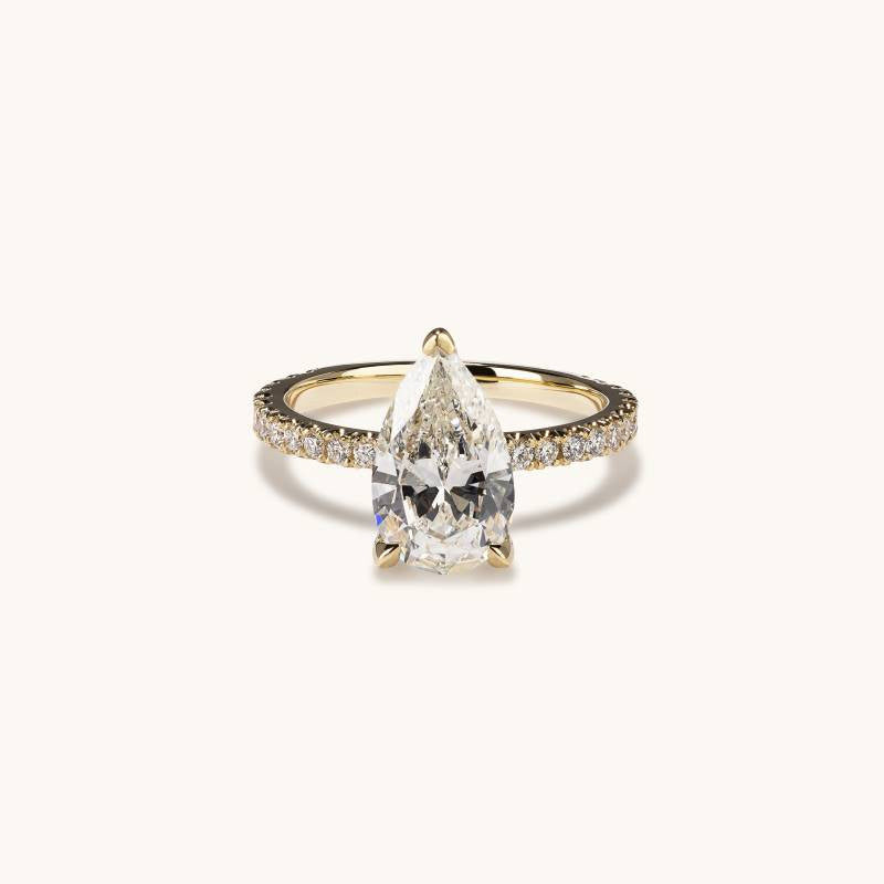 2.01 Pear Natural Diamond Engagement Ring