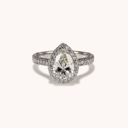 1.68 Pear Natural Diamond Engagement Ring with 2D Halo - Happy Jewelers Fine Jewelry Lifetime Warranty