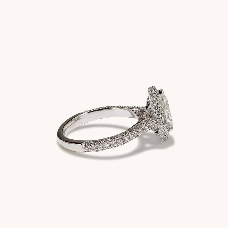 1.68 Pear Natural Diamond Engagement Ring with 2D Halo