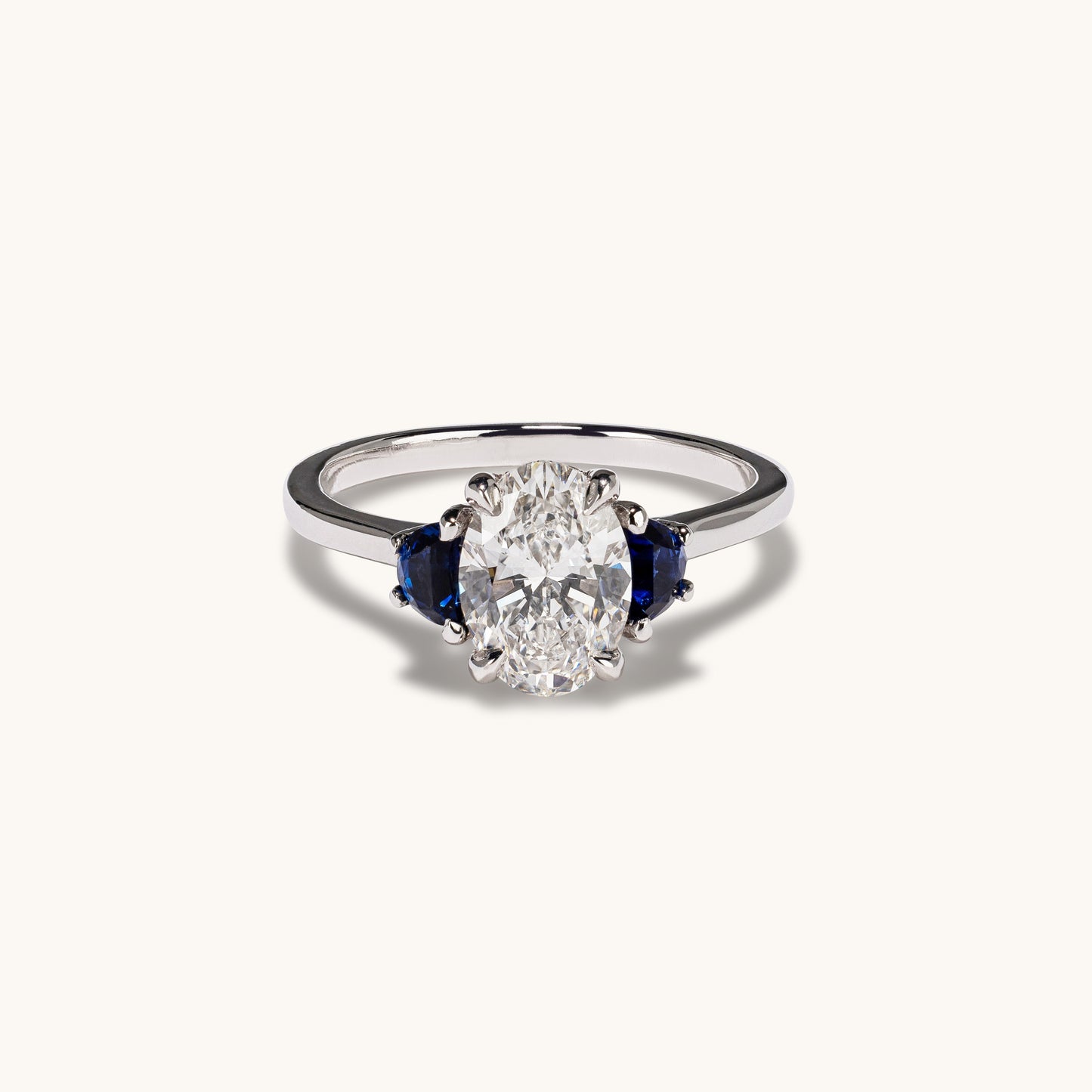 1.05 Lab Created Oval 3-Stone Engagement Ring