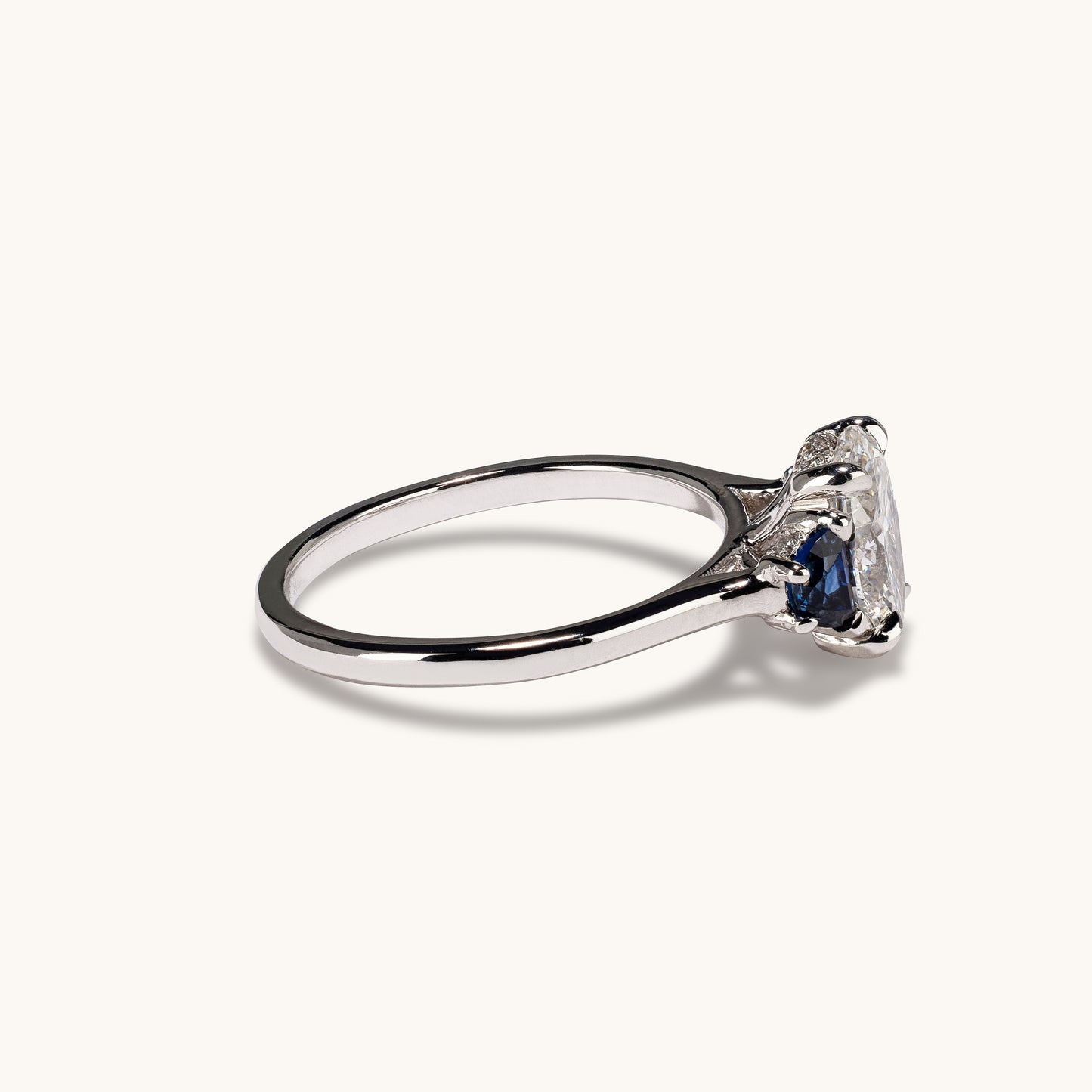 1.05 Lab Created Oval 3-Stone Engagement Ring