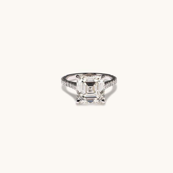 5.01 Asscher Lab Grown Diamond Engagement Ring with Hidden Halo