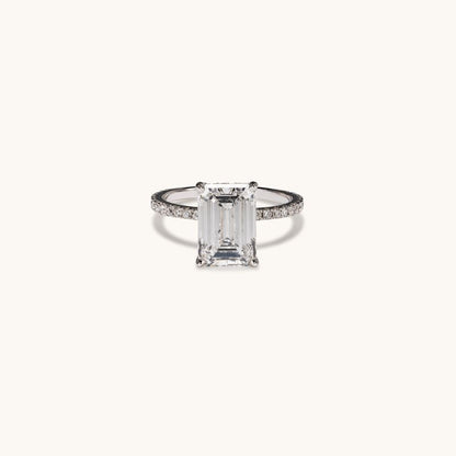 4.52 Emerald Lab Diamond Engagement Ring with Hidden Halo - Happy Jewelers Fine Jewelry Lifetime Warranty