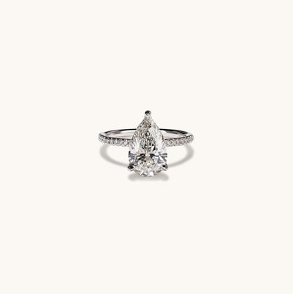 3.21 Pear Lab Diamond Engagement Ring with Hidden Halo - Happy Jewelers Fine Jewelry Lifetime Warranty