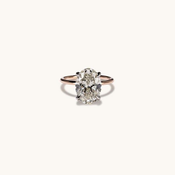 3.86 Oval Lab Diamond Engagement Ring with Hidden Halo