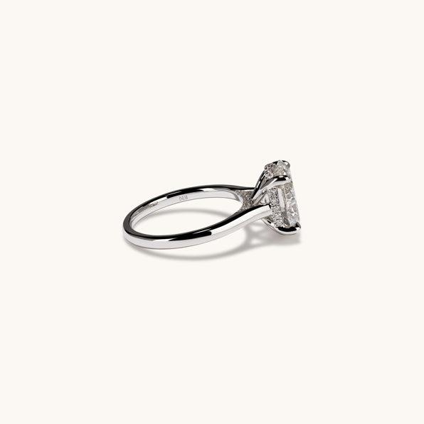 3.13 Oval Lab Diamond Engagement Ring with Hidden Halo