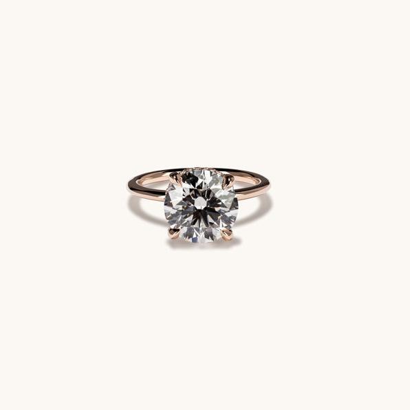 3.70 Round Lab Diamond Engagement Ring with Hidden Halo