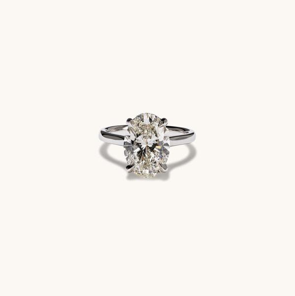 4.14 Oval Lab Diamond Engagement Ring with Hidden Halo