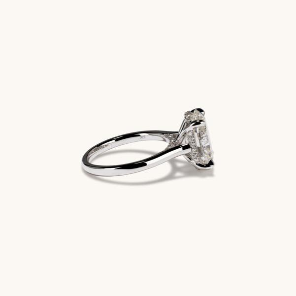 4.14 Oval Lab Diamond Engagement Ring with Hidden Halo - Happy Jewelers Fine Jewelry Lifetime Warranty