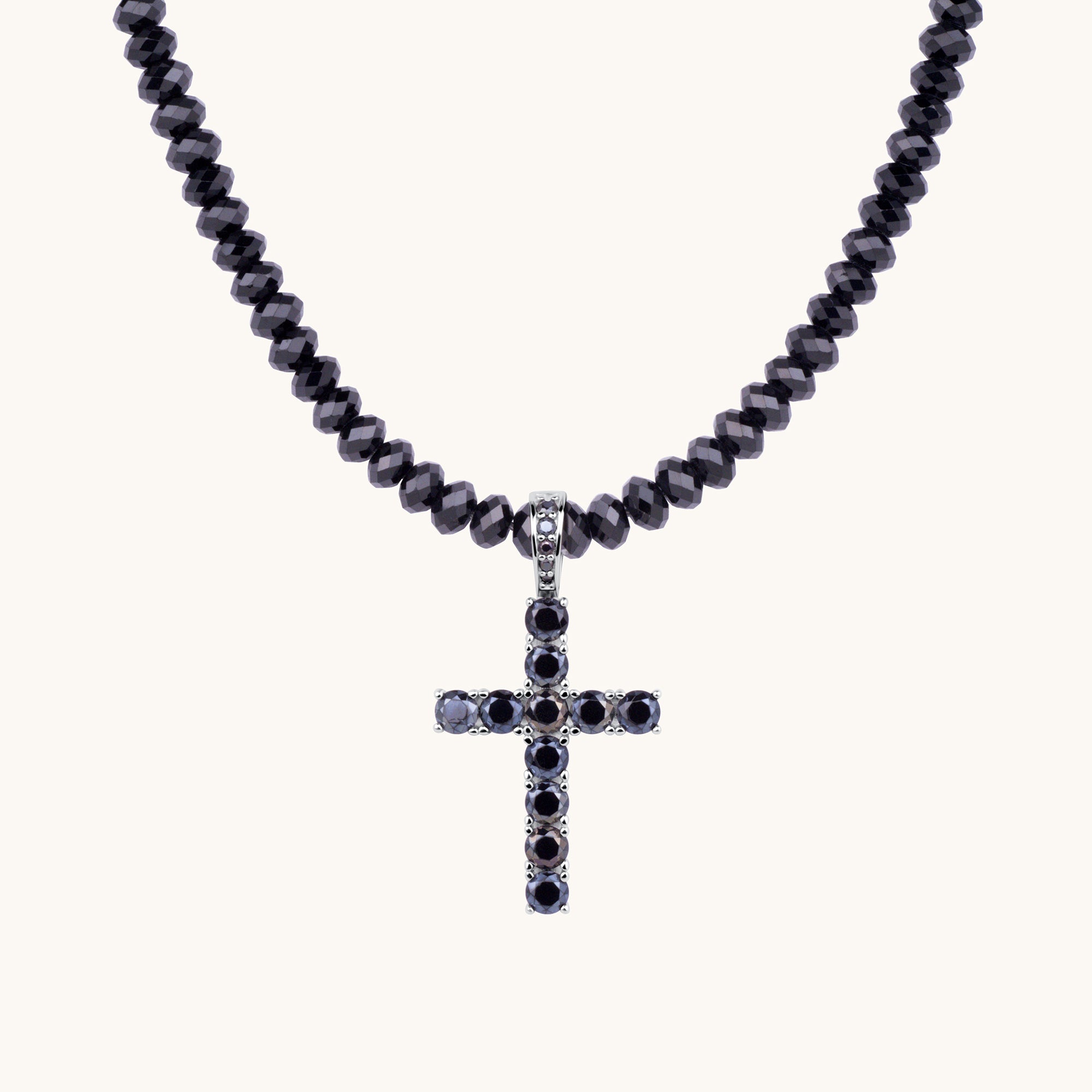 Men's Black Spinel Cross Pendant Necklace - Happy Jewelers Fine Jewelry Lifetime Warranty