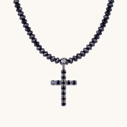 Men's Black Spinel Cross Pendant Necklace - Happy Jewelers Fine Jewelry Lifetime Warranty