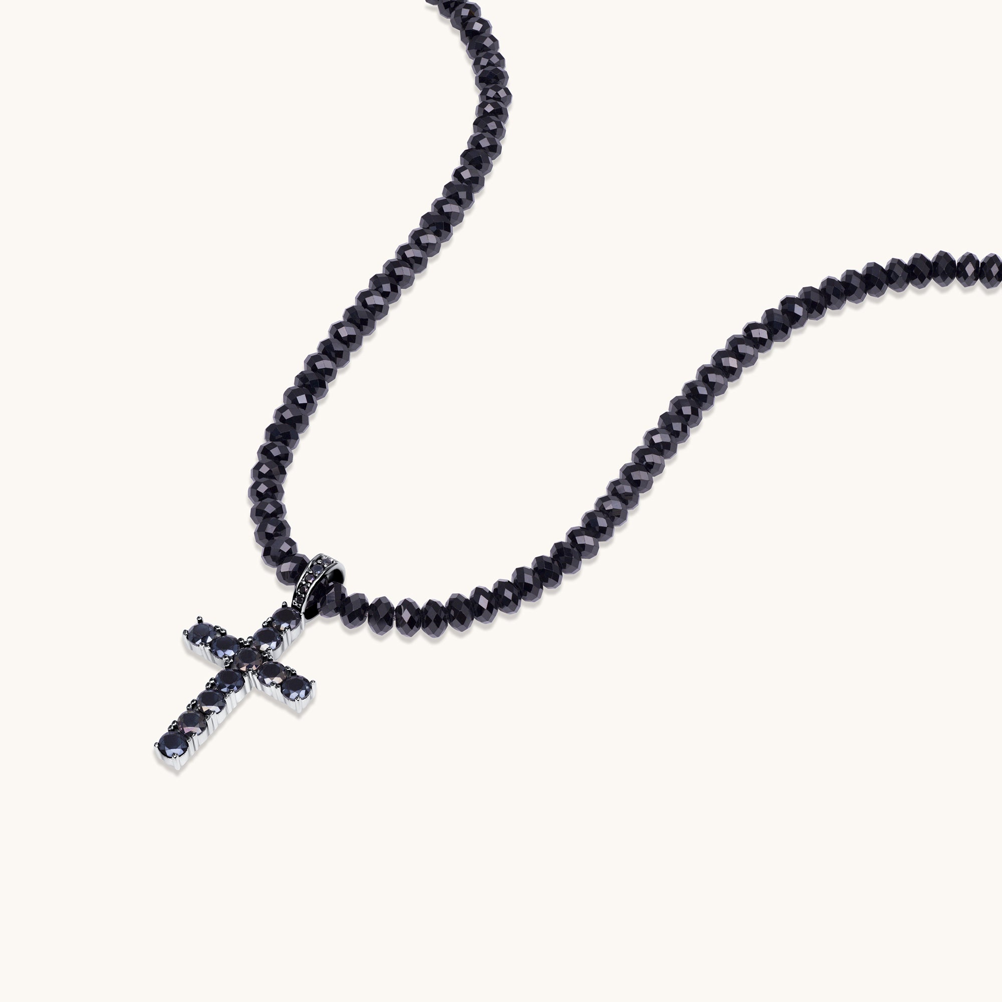Men's Black Spinel Cross Pendant Necklace - Happy Jewelers Fine Jewelry Lifetime Warranty