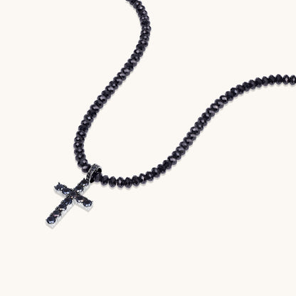 Men's Black Spinel Cross Pendant Necklace - Happy Jewelers Fine Jewelry Lifetime Warranty