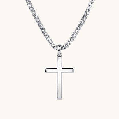 Men's Silver Franco Chain with Cross Pendant - Happy Jewelers Fine Jewelry Lifetime Warranty