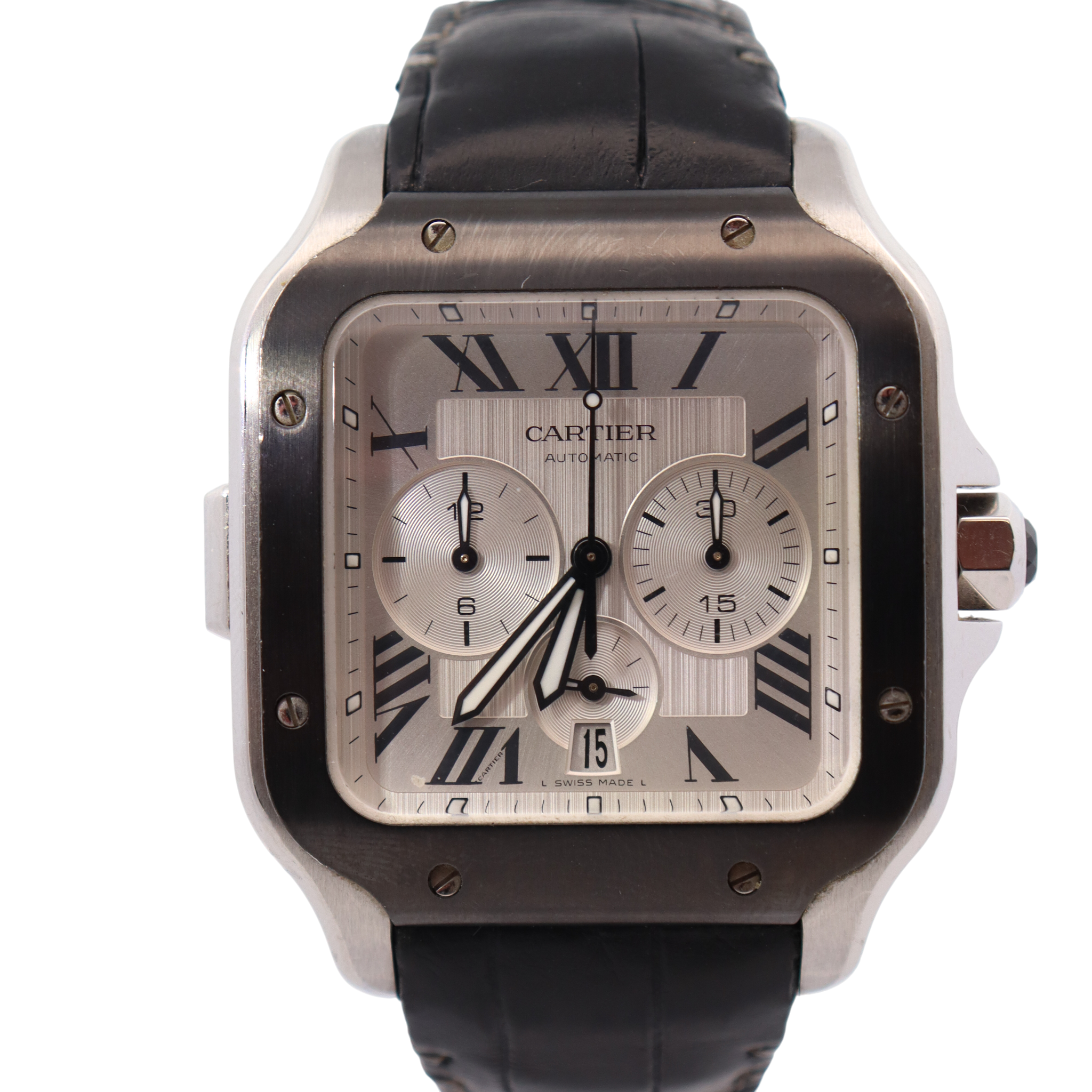 Cartier Santos 40mm Silver Dial Watch Ref# WSSA0017